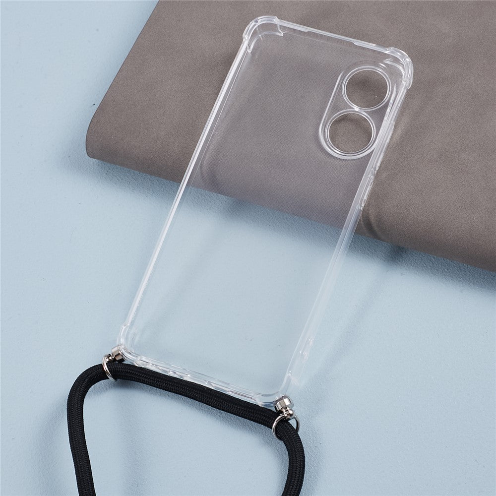For Oppo A78 4G Case Transparent Anti-drop TPU Phone Cover with Lanyard