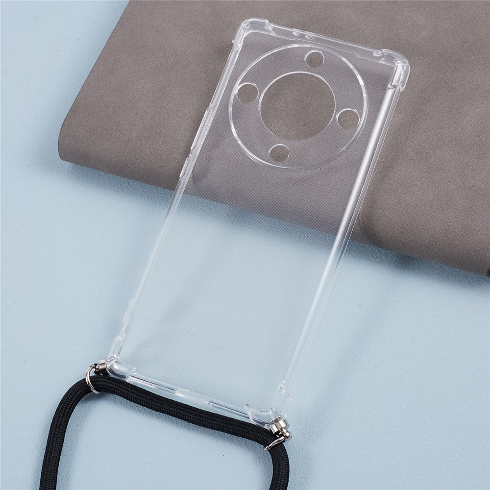 Til Honor X9a 5G Gennemsigtigt Cover Præcise Udskæringer Anti-fald TPU Cover med Lanyard