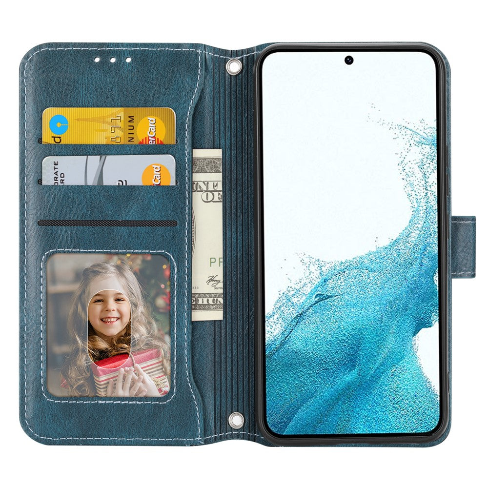 Samsung Galaxy S23 FE-skal med dragkedja, plånbok i PU-läder, stativ, mobilmobilskal med 2 remmar