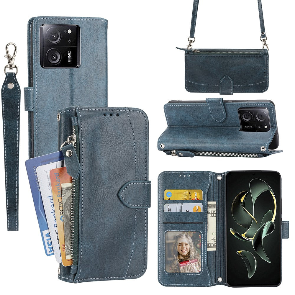 For Xiaomi Redmi K60 Ultra / 13T / 13T Pro Case Shockproof Leather Wallet Phone Cover with Long and Short Straps