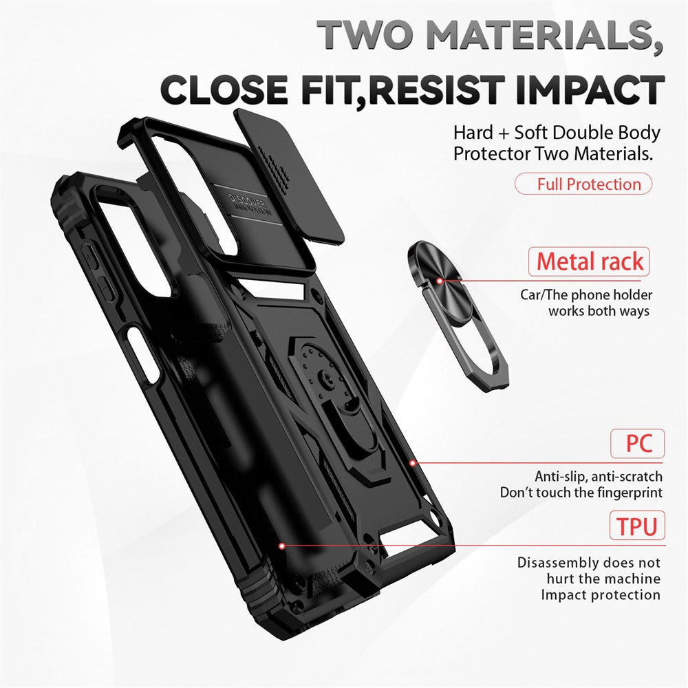 For Samsung Galaxy S23 FE Case Slide Camera Protection Kickstand Phone Cover