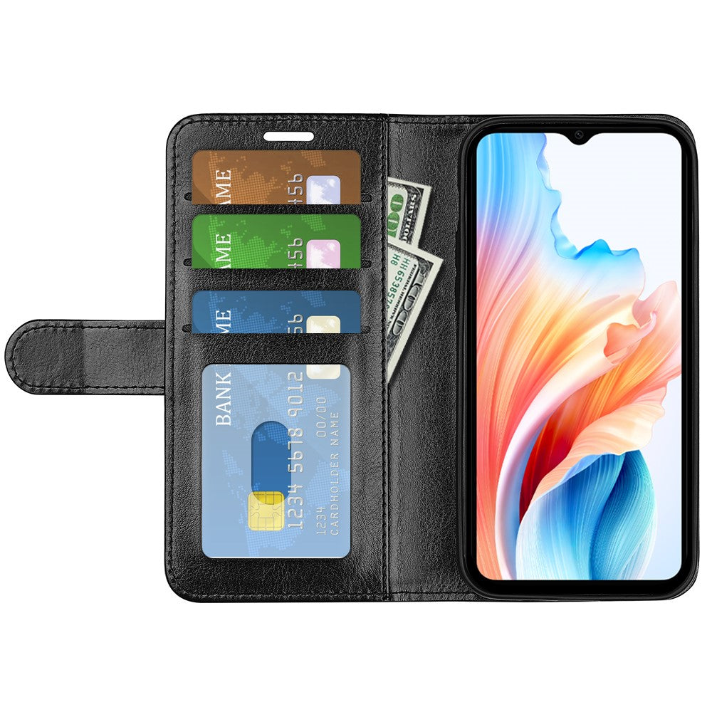 For Oppo A38 4G Case Stand Wallet PU Leather Phone Cover Crazy Horse Texture Shell