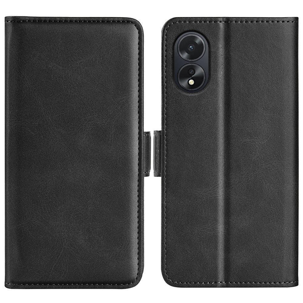 Oppo A38 4G-skal med fallskydd, kalvtextur, mobilskal, läder, plånboksfodral, stativ