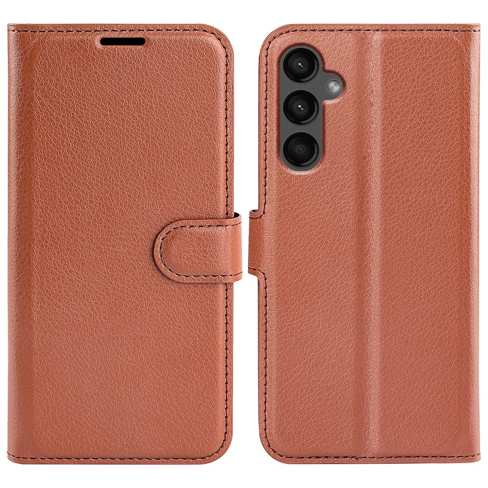 Til Samsung Galaxy A15 5G Cover Slim-Fit Litchi Tekstur Stander Pung Telefon Cover PU Læder Skal