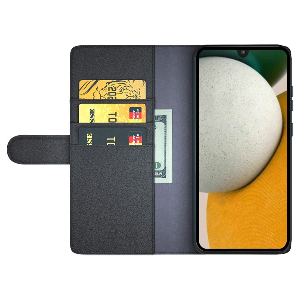Til Samsung Galaxy A15 5G Etui Ægte Splitlæder Telefoncover med Pungstativ