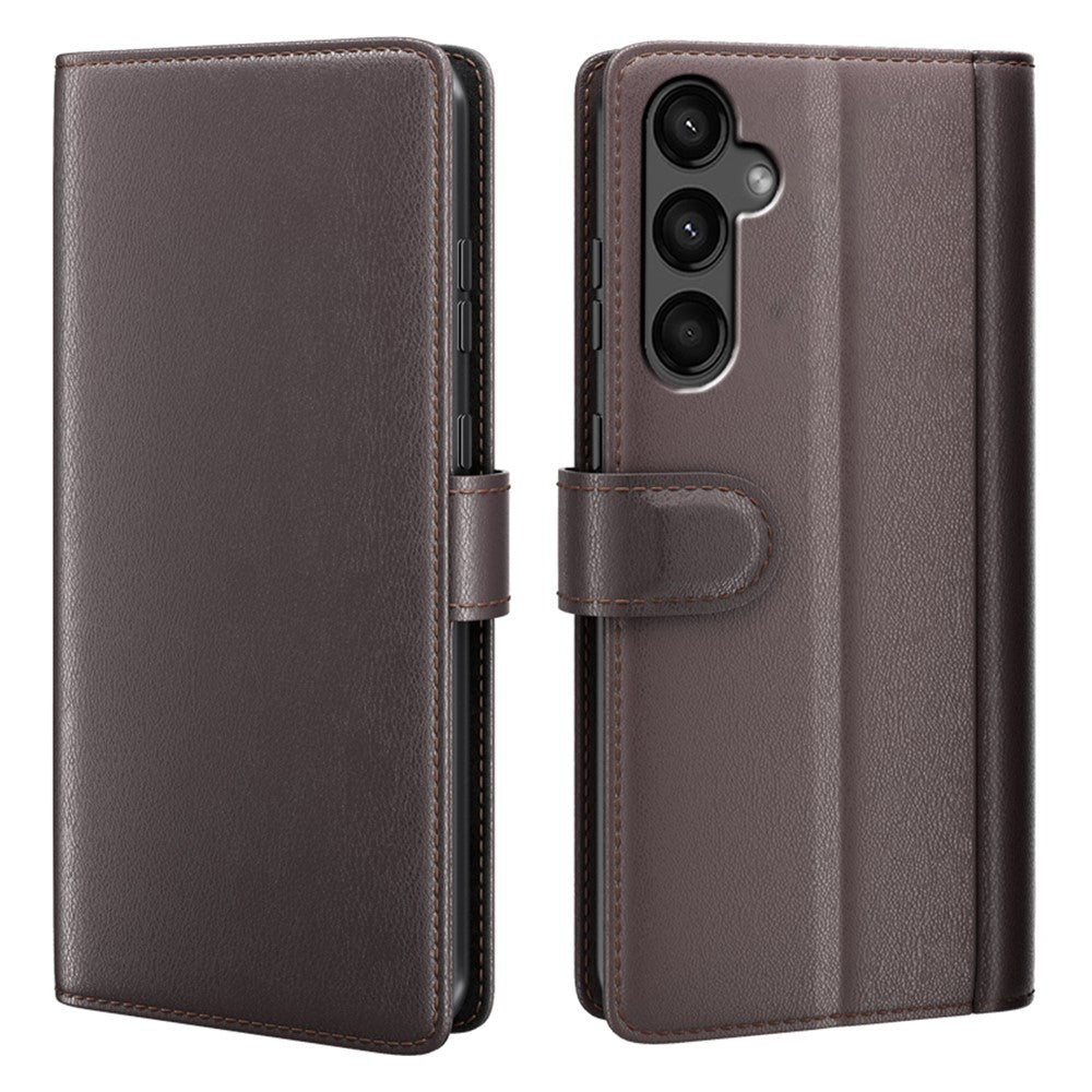Til Samsung Galaxy A15 5G Etui Ægte Splitlæder Telefoncover med Pungstativ