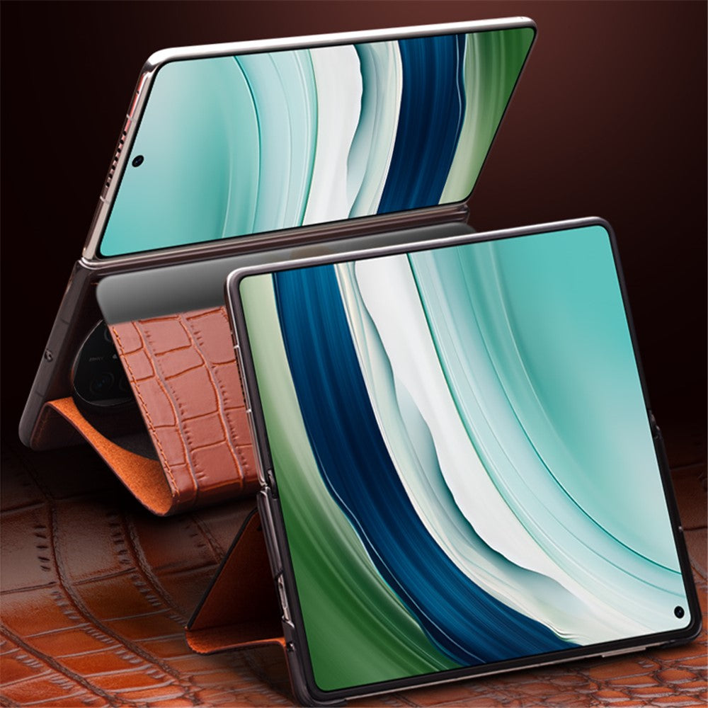 QIALINO For Huawei Mate X5 Case Genuine Cow Leather View Window Phone Cover