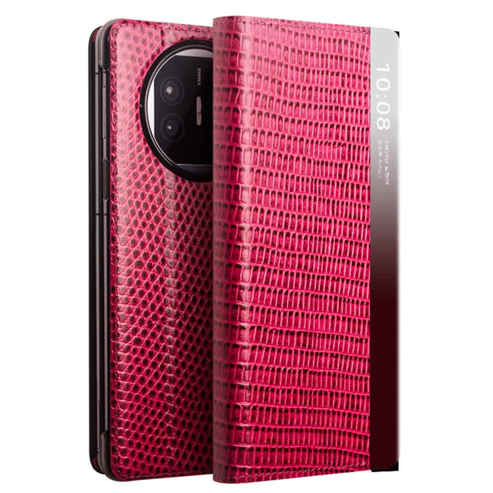 QIALINO For Huawei Mate X5 Case Genuine Cow Leather View Window Phone Cover