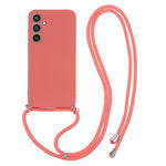 For Samsung Galaxy S23 FE Case Fiber Lining TPU Back Cover with Long Lanyard