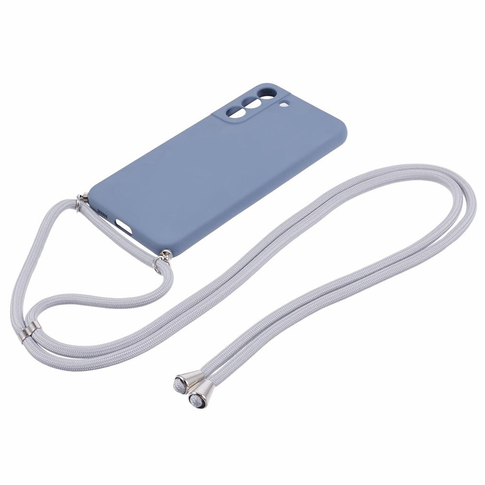 For Samsung Galaxy S21 4G / 5G Case Rubberized Fiber Lining Cover with Long Lanyard