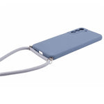For Samsung Galaxy S21 4G / 5G Case Rubberized Fiber Lining Cover with Long Lanyard