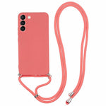 For Samsung Galaxy S21 4G / 5G Case Rubberized Fiber Lining Cover with Long Lanyard