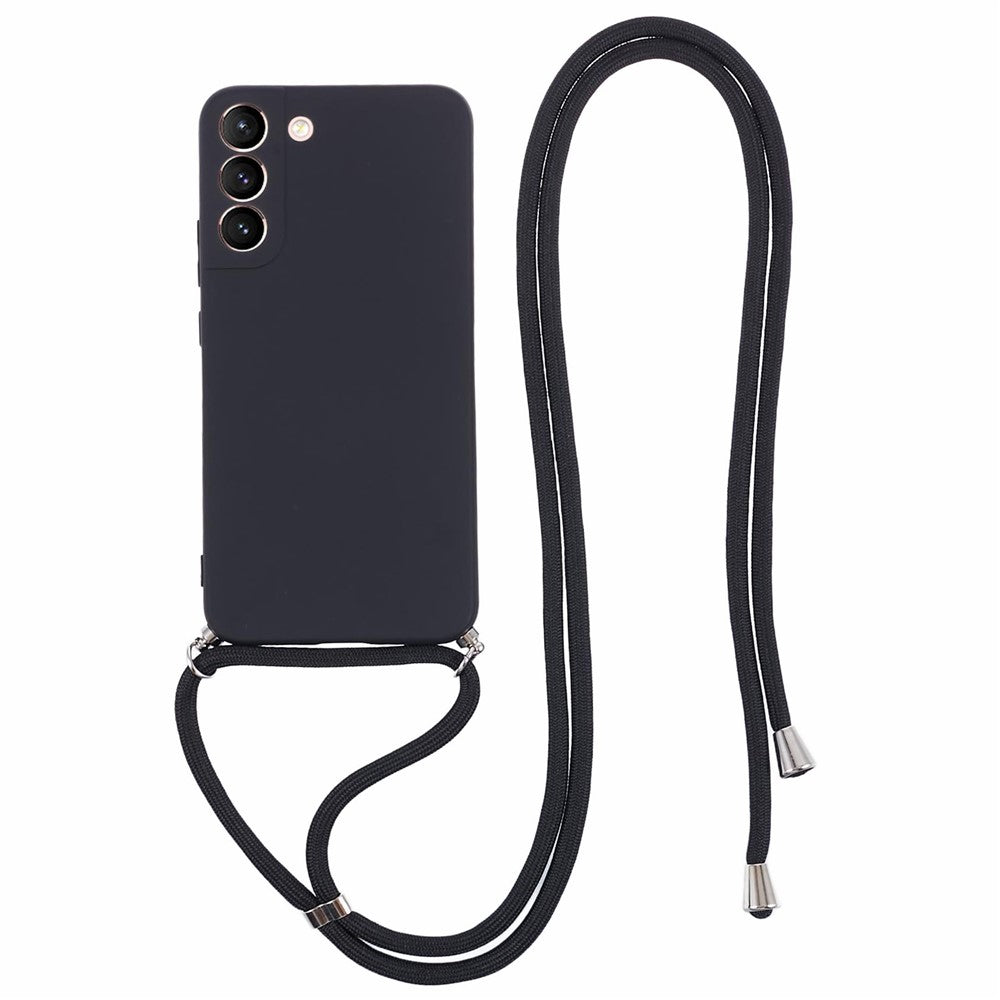 For Samsung Galaxy S21 4G / 5G Case Rubberized Fiber Lining Cover with Long Lanyard