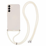 For Samsung Galaxy S21 4G / 5G Case Rubberized Fiber Lining Cover with Long Lanyard