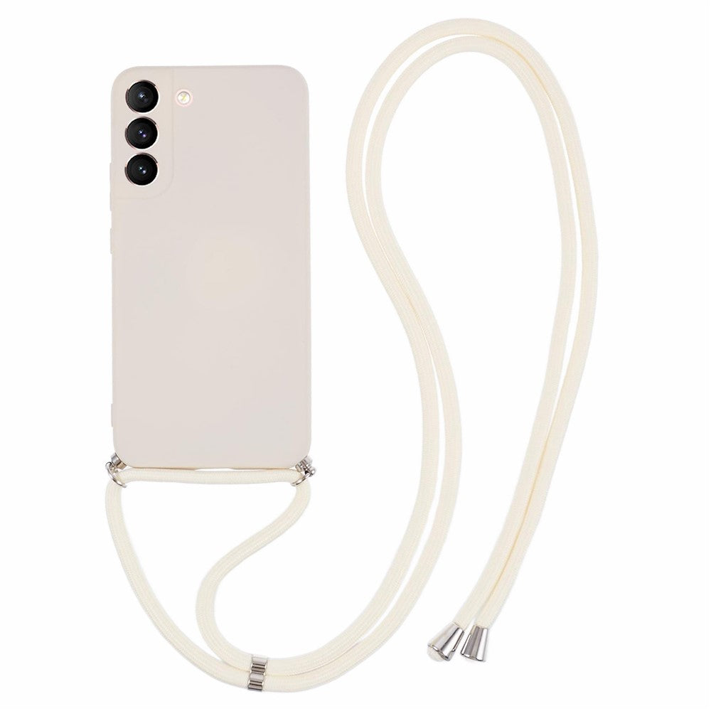For Samsung Galaxy S21 4G / 5G Case Rubberized Fiber Lining Cover with Long Lanyard