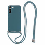 For Samsung Galaxy S21 4G / 5G Case Rubberized Fiber Lining Cover with Long Lanyard