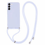 For Samsung Galaxy S21 4G / 5G Case Rubberized Fiber Lining Cover with Long Lanyard