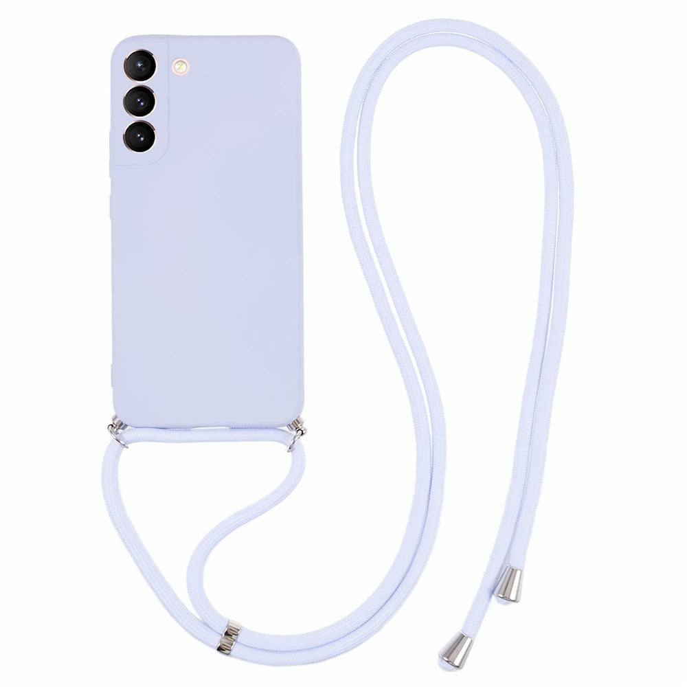For Samsung Galaxy S21 4G / 5G Case Rubberized Fiber Lining Cover with Long Lanyard