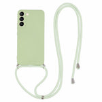 For Samsung Galaxy S21 4G / 5G Case Rubberized Fiber Lining Cover with Long Lanyard
