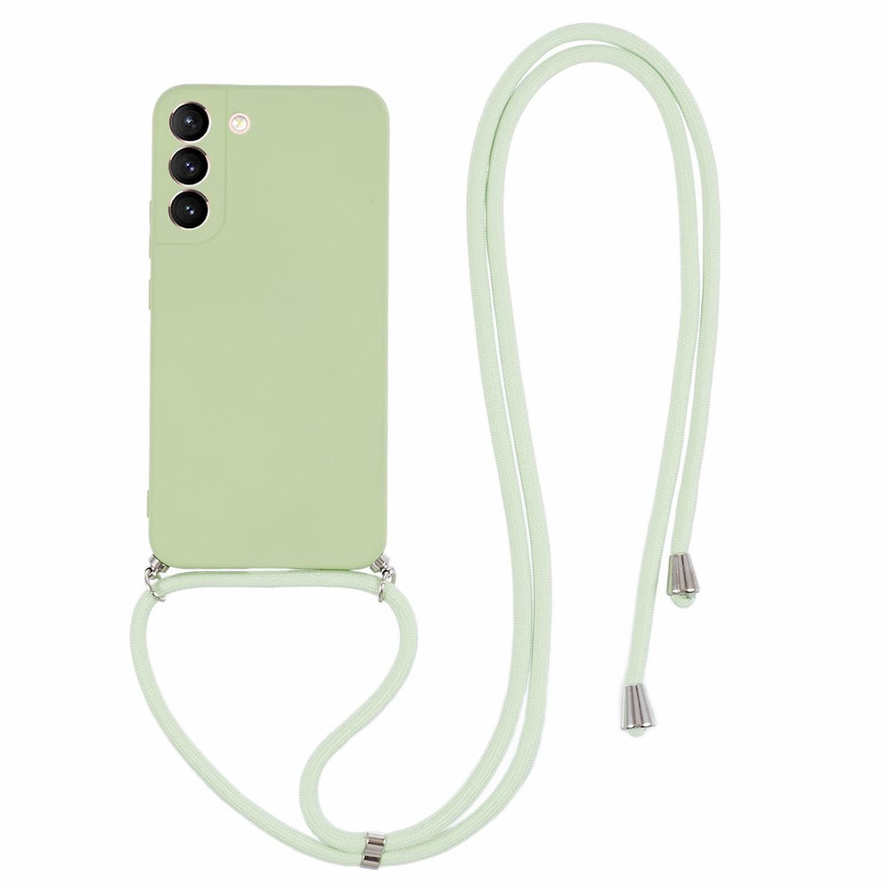 For Samsung Galaxy S21 4G / 5G Case Rubberized Fiber Lining Cover with Long Lanyard