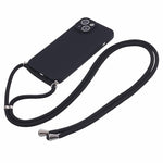 For iPhone 15 TPU Phone Case Fiber Lining Rubberized Cover with Long Lanyard