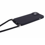 For iPhone 15 TPU Phone Case Fiber Lining Rubberized Cover with Long Lanyard