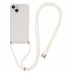 For iPhone 15 TPU Phone Case Fiber Lining Rubberized Cover with Long Lanyard
