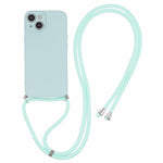 For iPhone 15 TPU Phone Case Fiber Lining Rubberized Cover with Long Lanyard