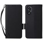For Oppo A18 4G / A38 4G Phone Case Litchi Texture Stand Wallet Cover with Strap