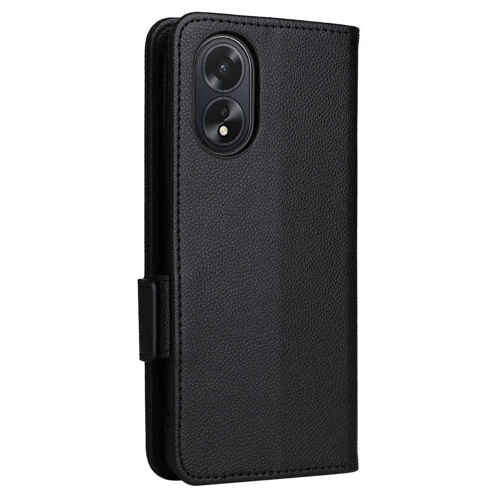 For Oppo A18 4G / A38 4G Phone Case Litchi Texture Stand Wallet Cover with Strap