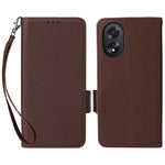 For Oppo A18 4G / A38 4G Phone Case Litchi Texture Stand Wallet Cover with Strap