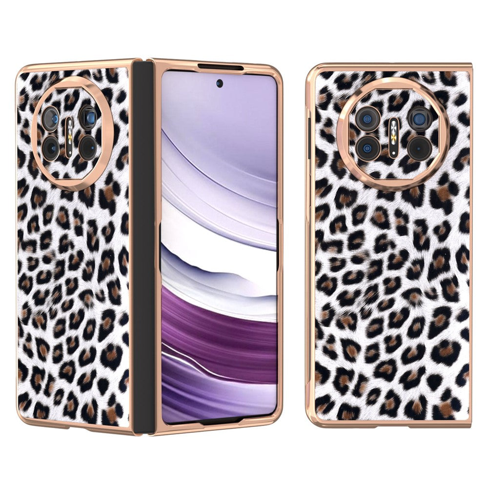 Huawei Mate X5-skal i PU-läder + PC-leopardmönster, galvaniserat mobilskal