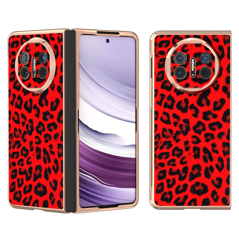 For Huawei Mate X5 Case PU Leather+PC Leopard Pattern Electroplating Phone Cover
