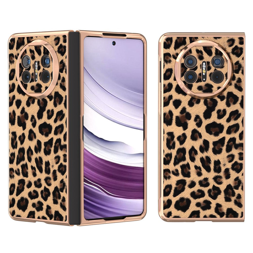 For Huawei Mate X5 Case PU Leather+PC Leopard Pattern Electroplating Phone Cover