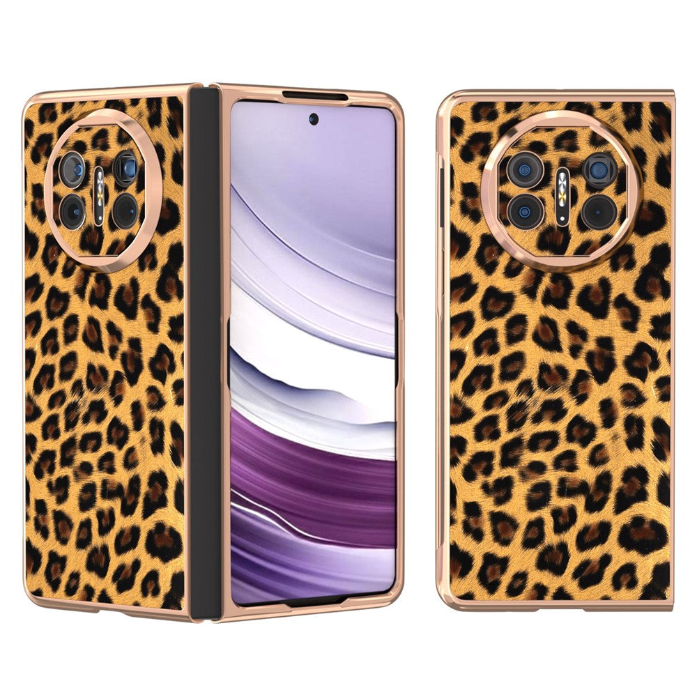 For Huawei Mate X5 Case PU Leather+PC Leopard Pattern Electroplating Phone Cover