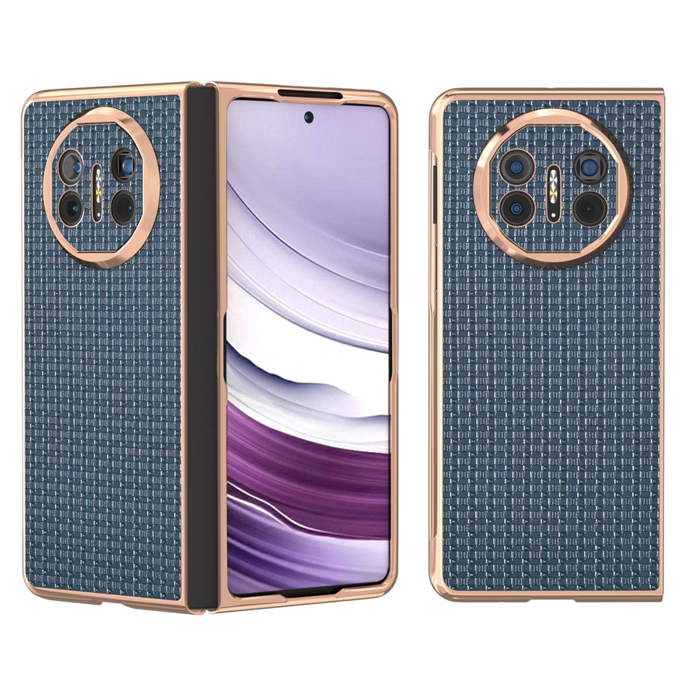 For Huawei Mate X5 Case Electroplating Genuine Cow Leather + PC Non-Slip Phone Cover