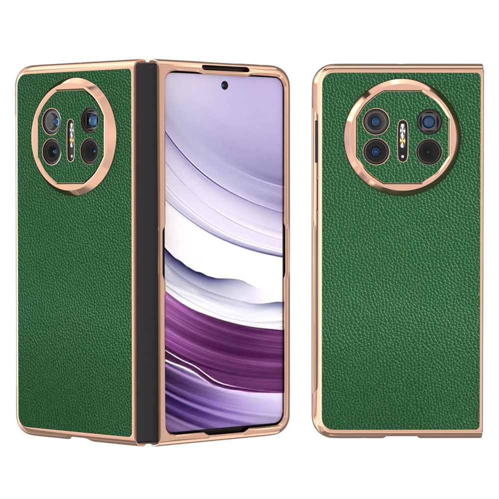 For Huawei Mate X5 Case Genuine Cow Leather + PC Litchi Texture Phone Cover