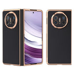 For Huawei Mate X5 Case Genuine Cow Leather+PC Silky Feeling Electroplating Phone Cover