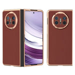 For Huawei Mate X5 Case Genuine Cow Leather+PC Silky Feeling Electroplating Phone Cover