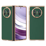 For Huawei Mate X5 Case Genuine Cow Leather+PC Silky Feeling Electroplating Phone Cover
