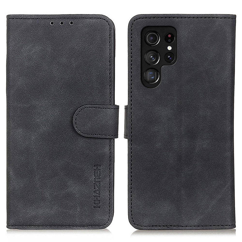 KHAZNEH For Samsung Galaxy S24 Ultra Phone Case Retro Texture Wallet Stand Cover
