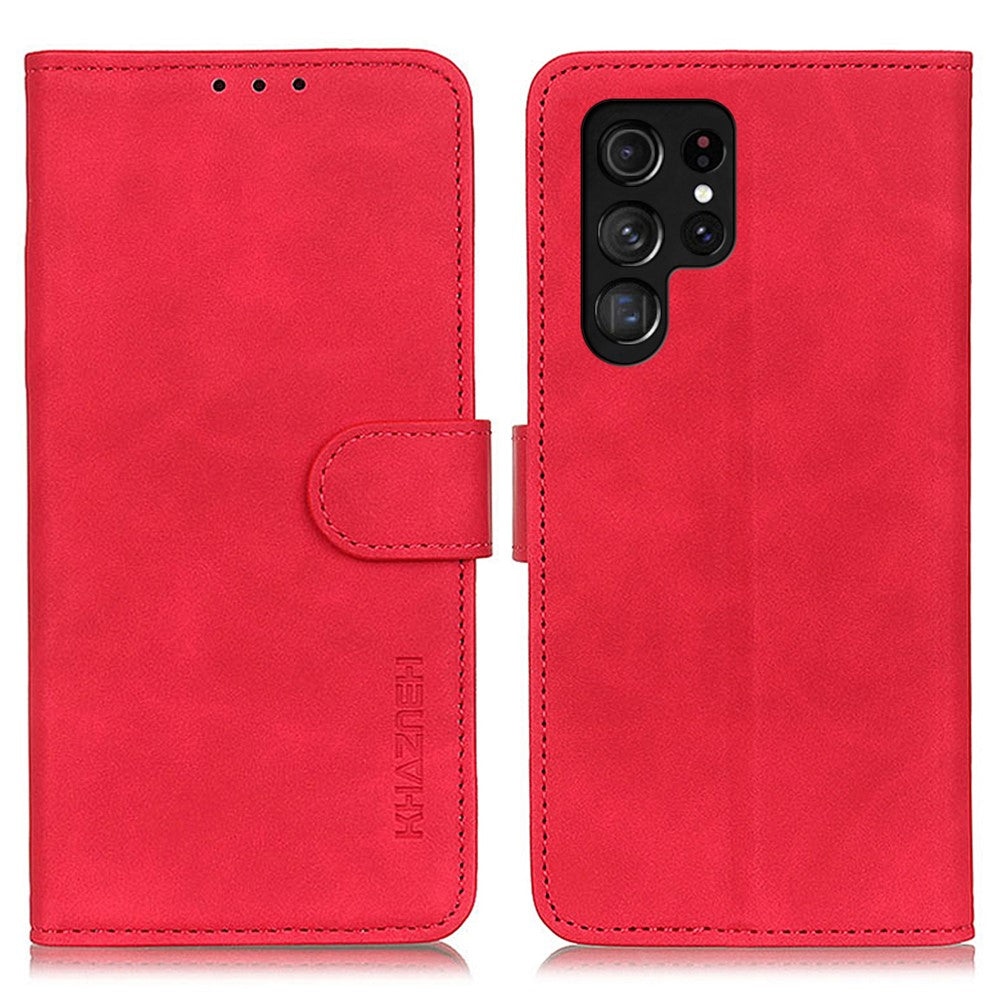KHAZNEH For Samsung Galaxy S24 Ultra Phone Case Retro Texture Wallet Stand Cover