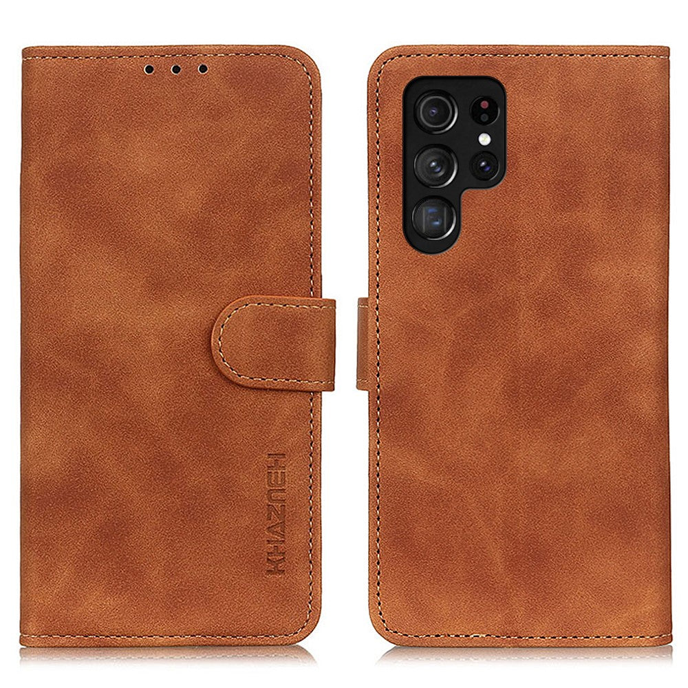 KHAZNEH For Samsung Galaxy S24 Ultra Phone Case Retro Texture Wallet Stand Cover