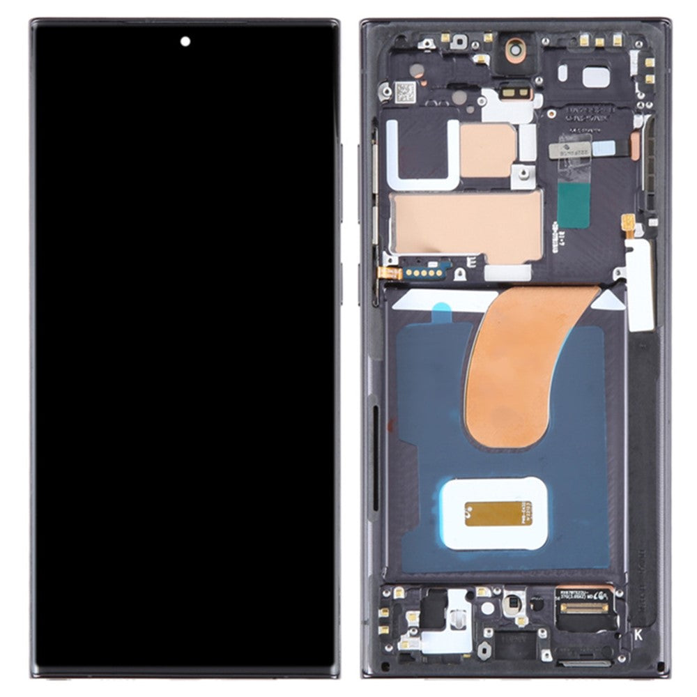 Til Samsung Galaxy S23 Ultra S918 Grade C OLED-skærm og digitizer-enhed + ramme (uden logo)