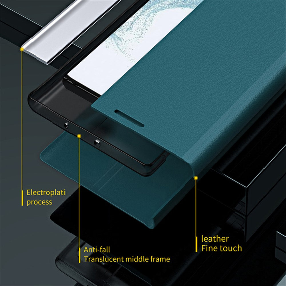 Til Samsung Galaxy A15 4G etui PU læder stativ galvanisering telefon cover