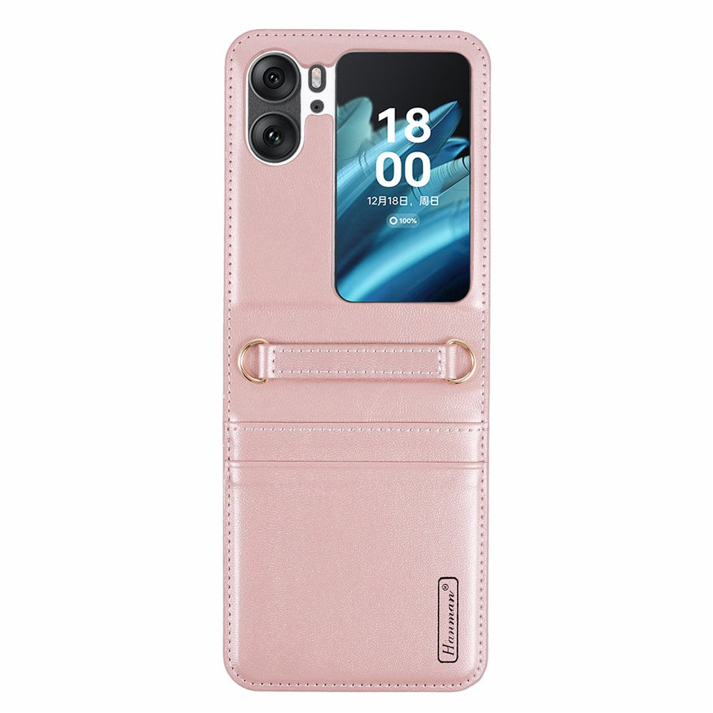 HANMAN Minuo-serien för Oppo Find N2 Flip 5G-skal i läder med korthållare