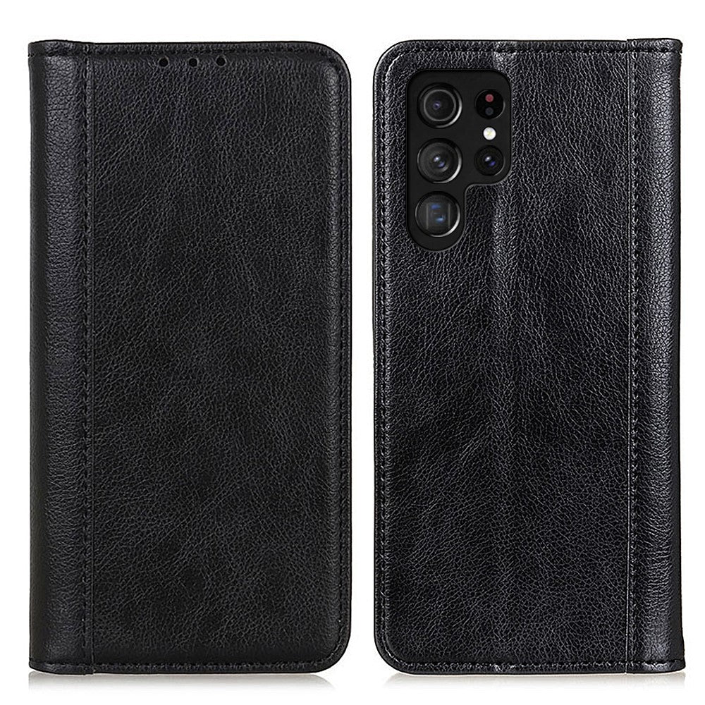 For Samsung Galaxy S24 Ultra Case Litchi Texture Split Leather Wallet Stand Phone Shell
