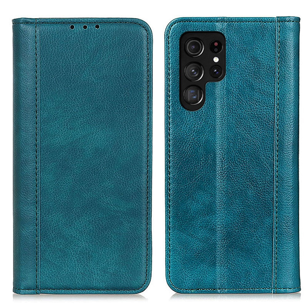 For Samsung Galaxy S24 Ultra Case Litchi Texture Split Leather Wallet Stand Phone Shell
