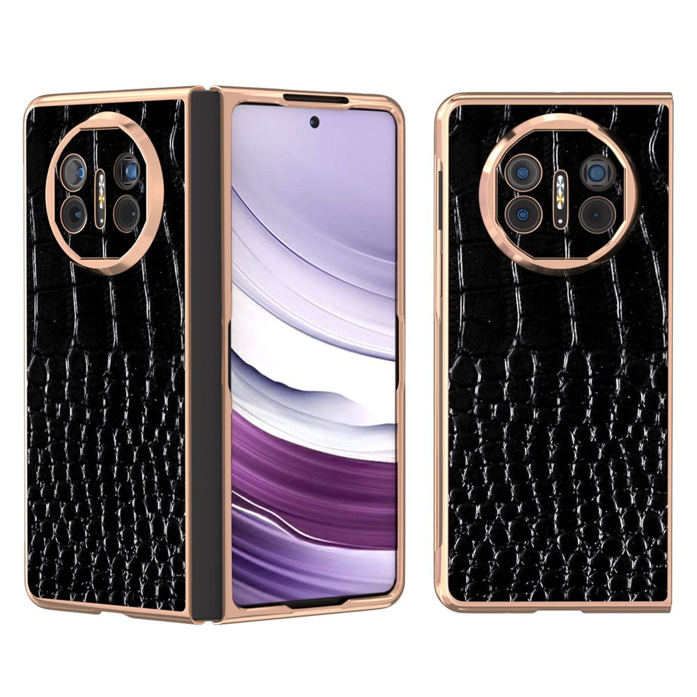 For Huawei Mate X5 5G Case Crocodile Pattern Genuine Cow Leather Coated Phone Cover