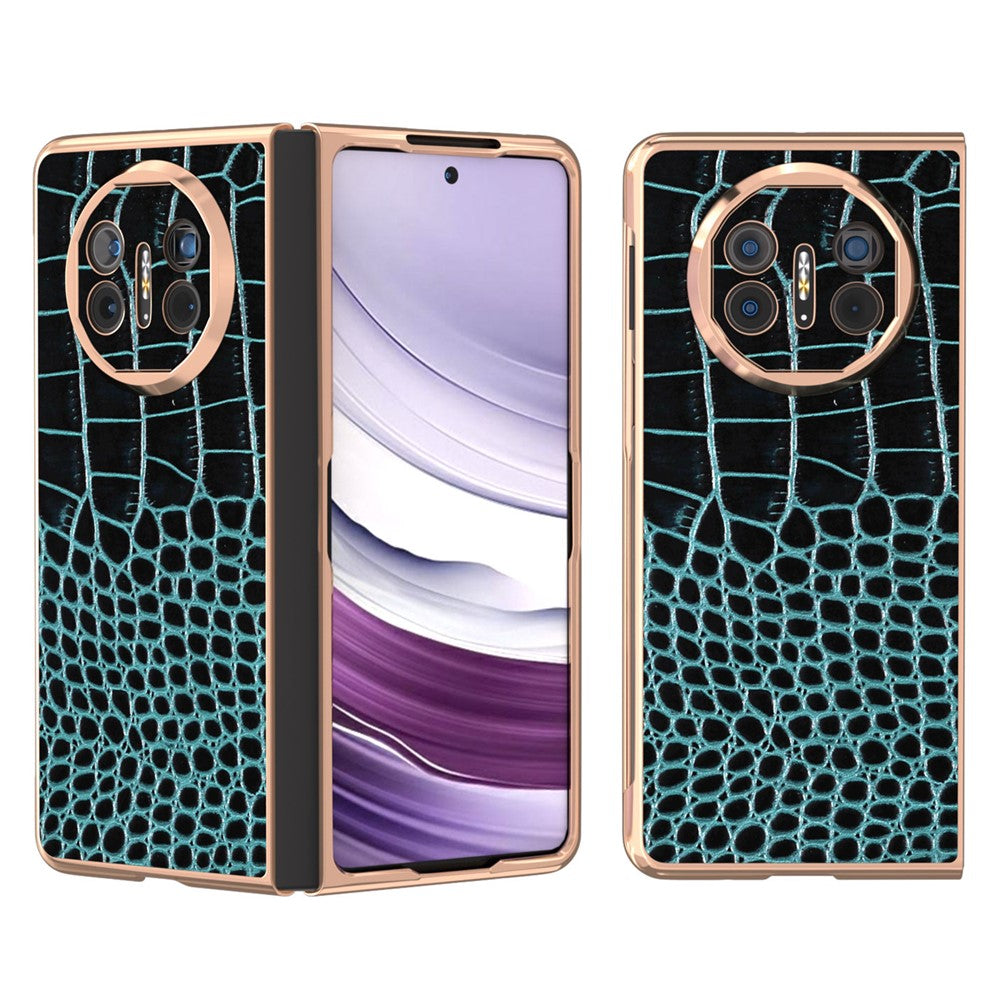 For Huawei Mate X5 5G Case Crocodile Pattern Genuine Cow Leather Coated Phone Cover
